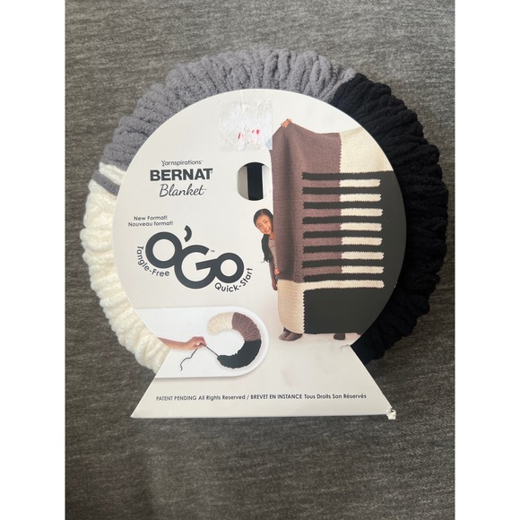 Bernat Other - Bernat Blanket O'Go Yarn Monochrome Black Grey White Super Bulky 10.5oz NWT
